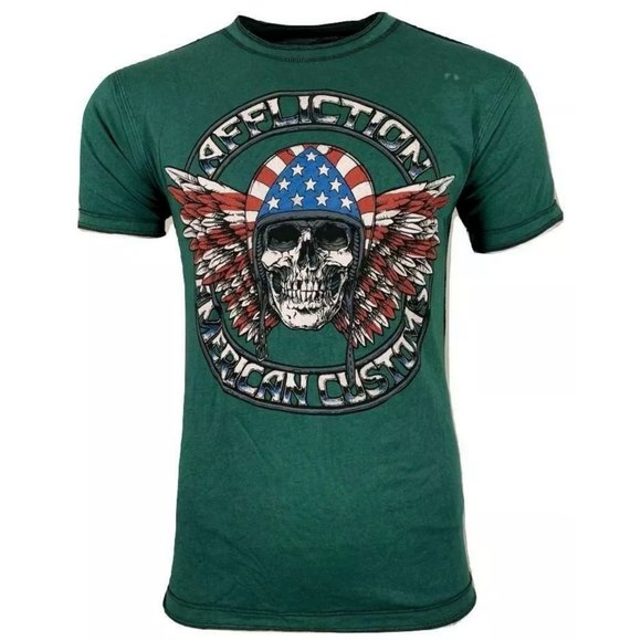 AFFLICTION Men's T-Shirt S/S INTERSTATE Tee Black - Picture 1 of 12